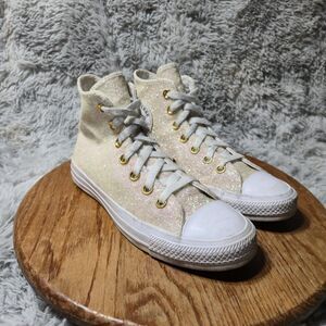 Converse Chuck Taylor All Star Womens Size 7.5 White High Top 'Glitter' By You